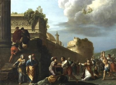 Lapidation d'Étienne par Cornelis van Poelenburgh